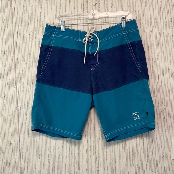 Nautica Teal and Navy 34W Shorts  Swimwear - Picture 1 of 8